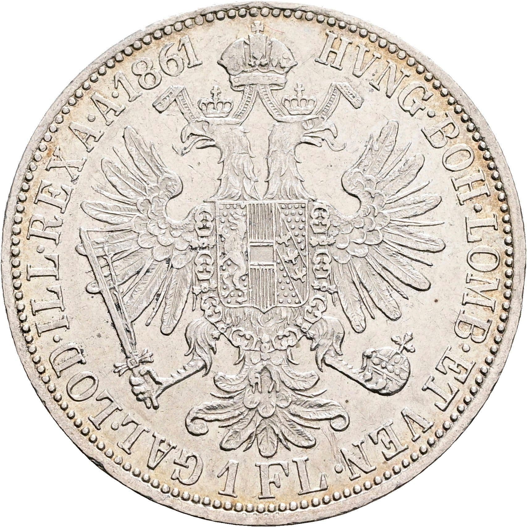 1 Gulden Franz Joseph I. 1848-1916 Wien 1861 A – Rückseite