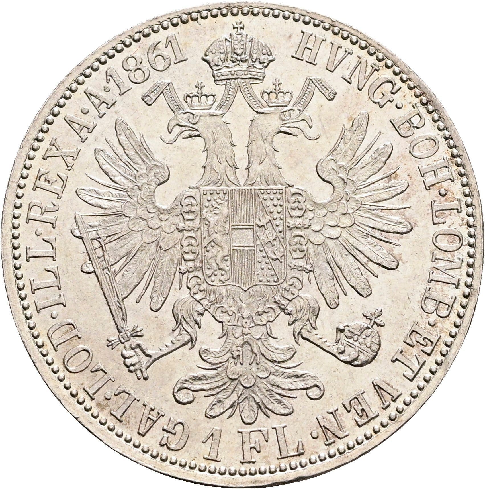 1 Gulden Franz Joseph I. 1848-1916 Wien 1861 A – Rückseite