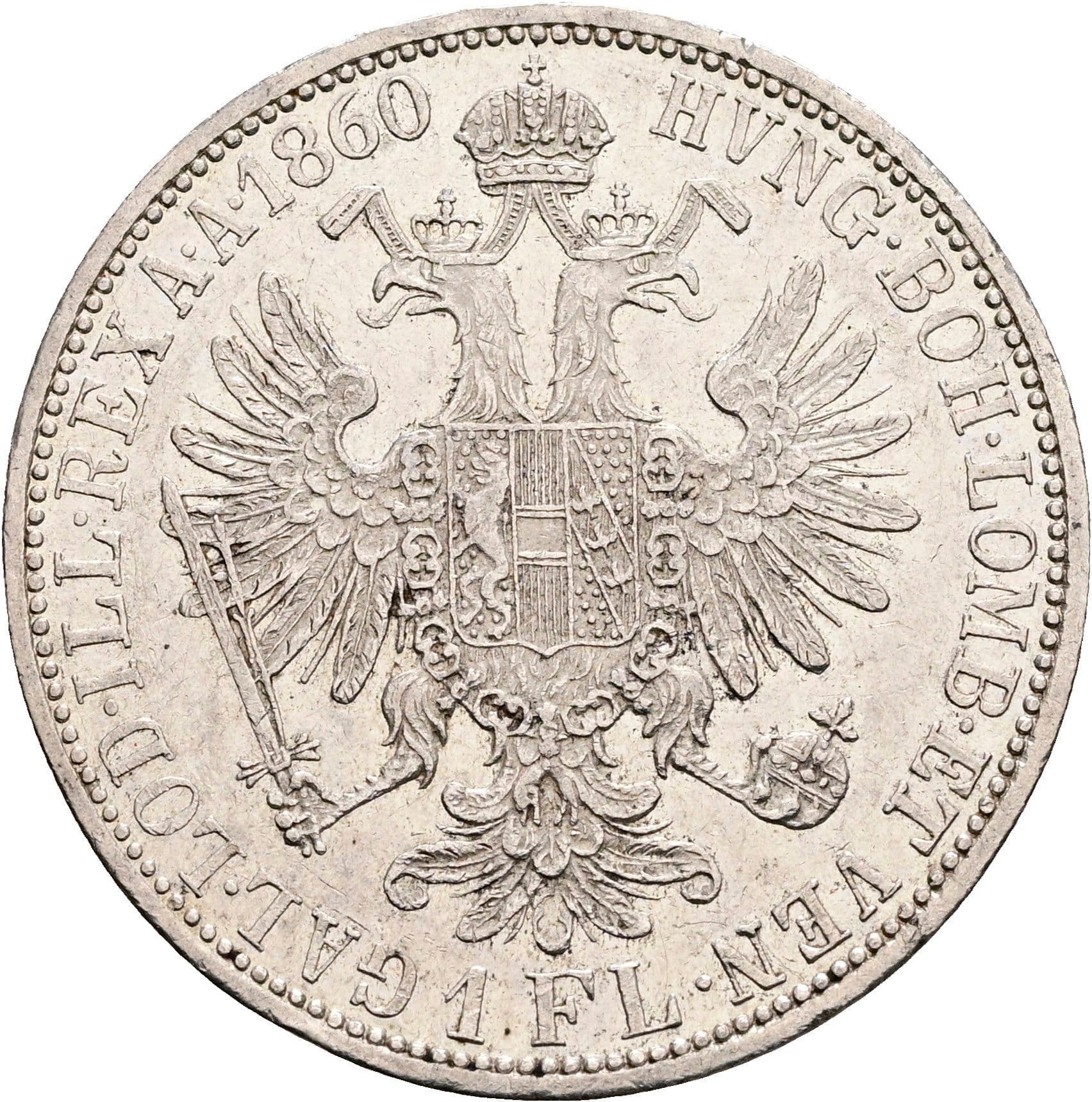 1 Gulden Franz Joseph I. 1848-1916 Wien 1860 A – Rückseite