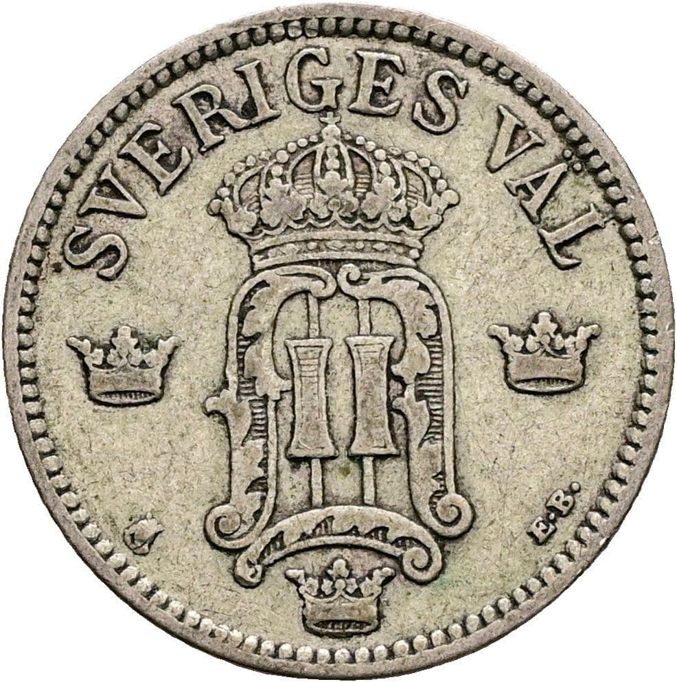 25 Öre Gustav V. 1907-1950 1907 – Rückseite