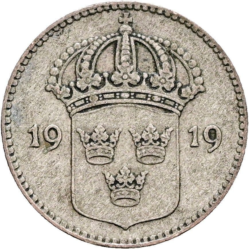 10 Öre Gustav V. 1907-1950 1919 – Rückseite