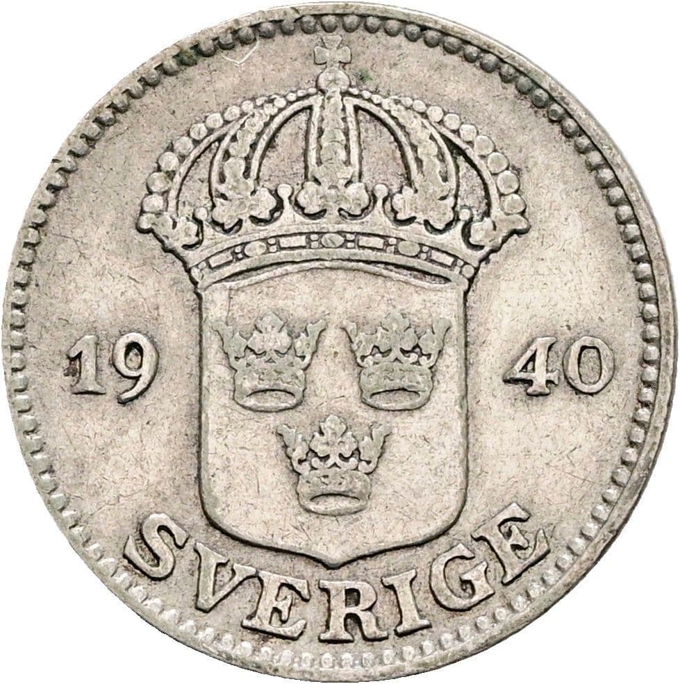 25 Öre Gustav V. 1907-1950 1940 – Rückseite