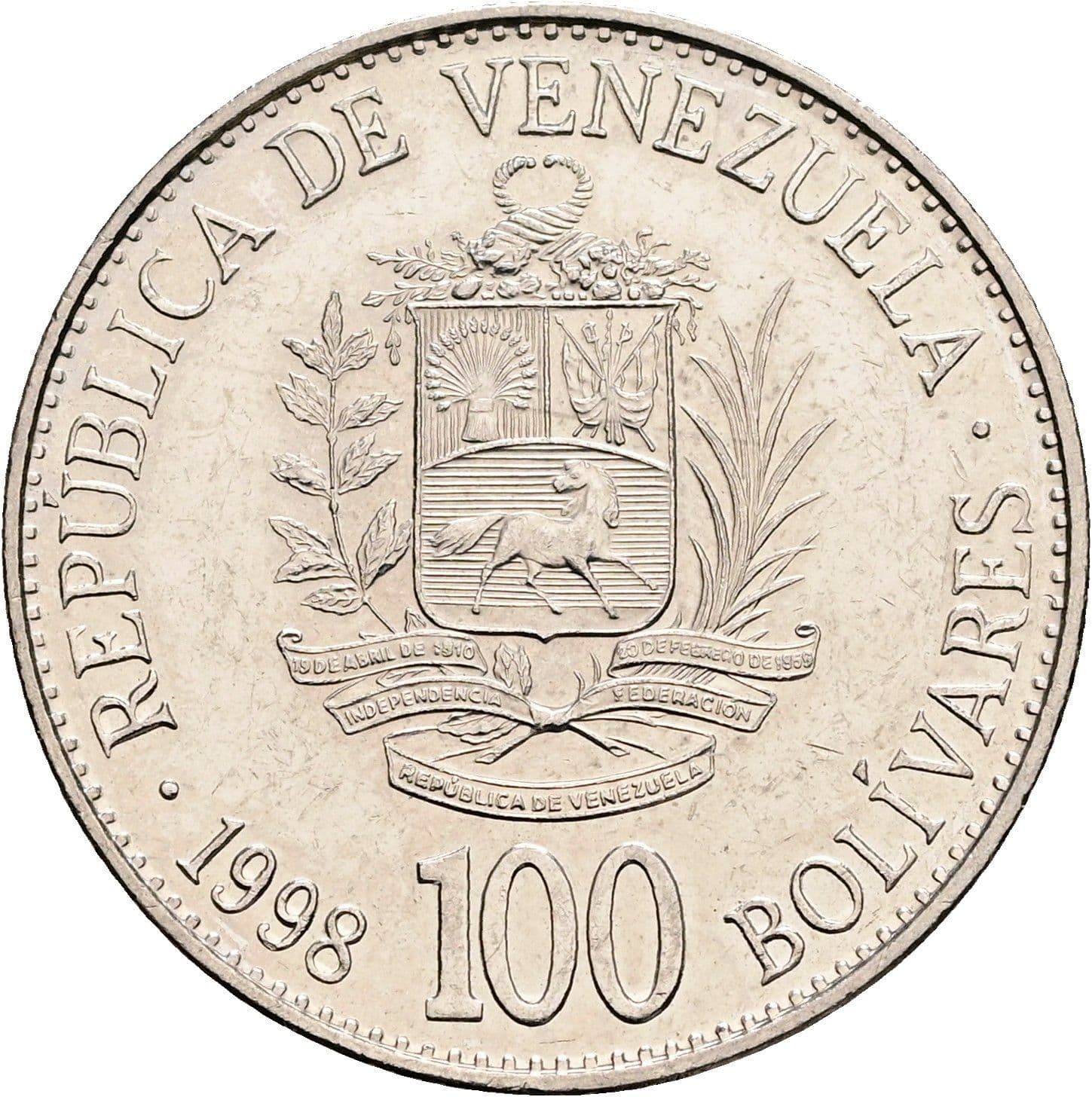 100 Bolivares 1998 – Rückseite