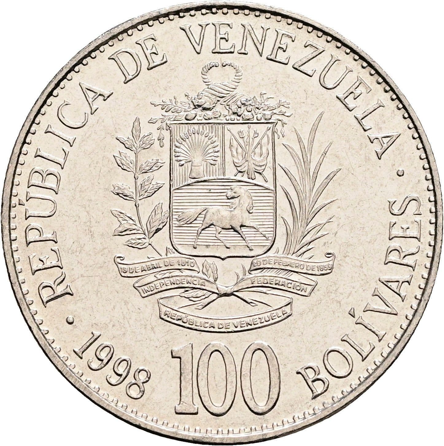 100 Bolivares 1998 – Rückseite