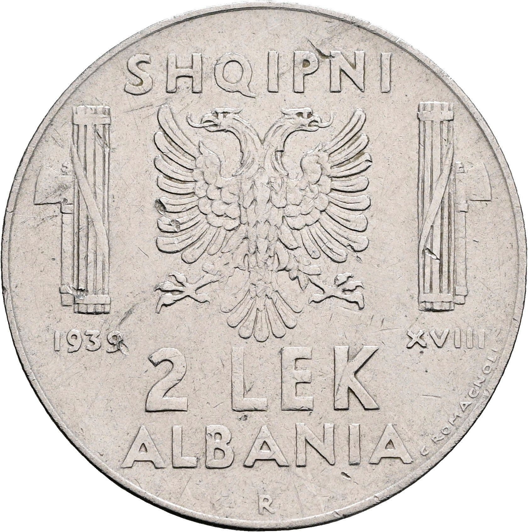 2 Lek Vittorio Emanuele III. 1939-1943 1939 – Rückseite