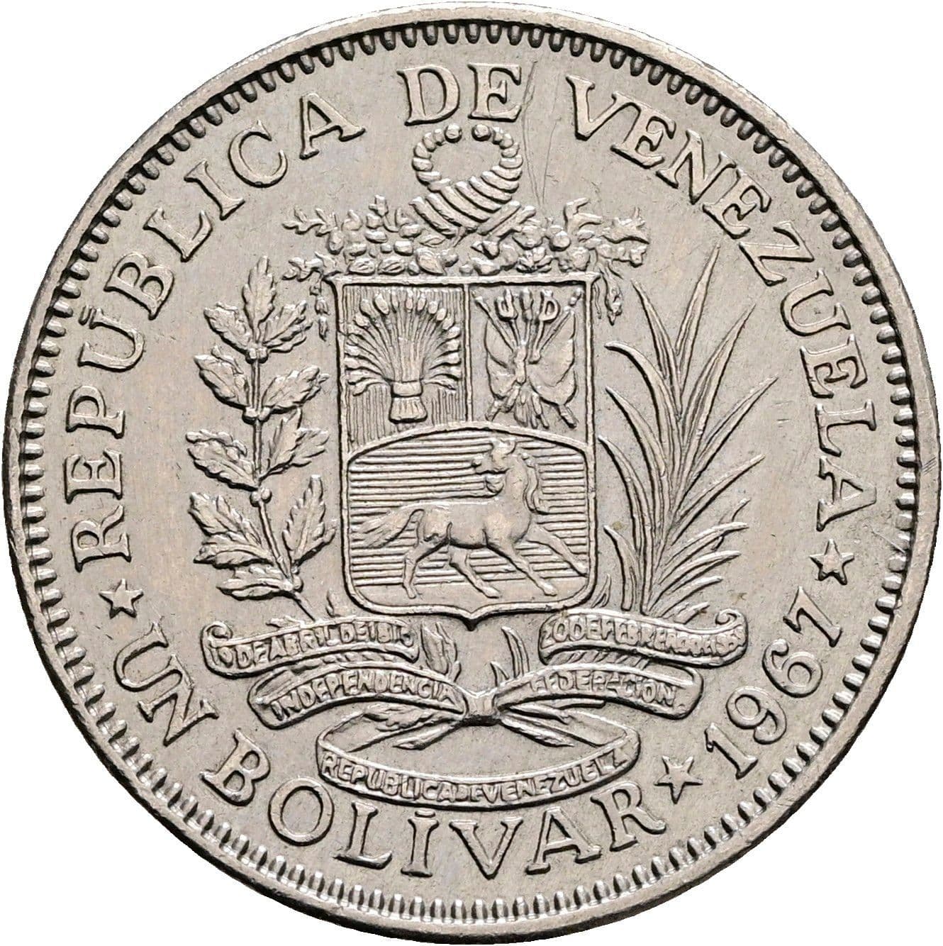 1 Bolivar 1967 – Rückseite