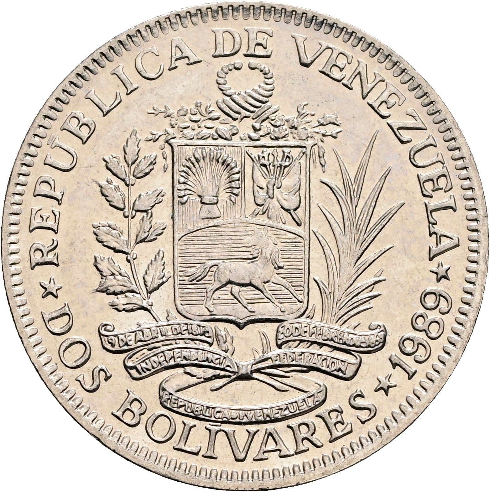 2 Bolivares 1989 – Rückseite