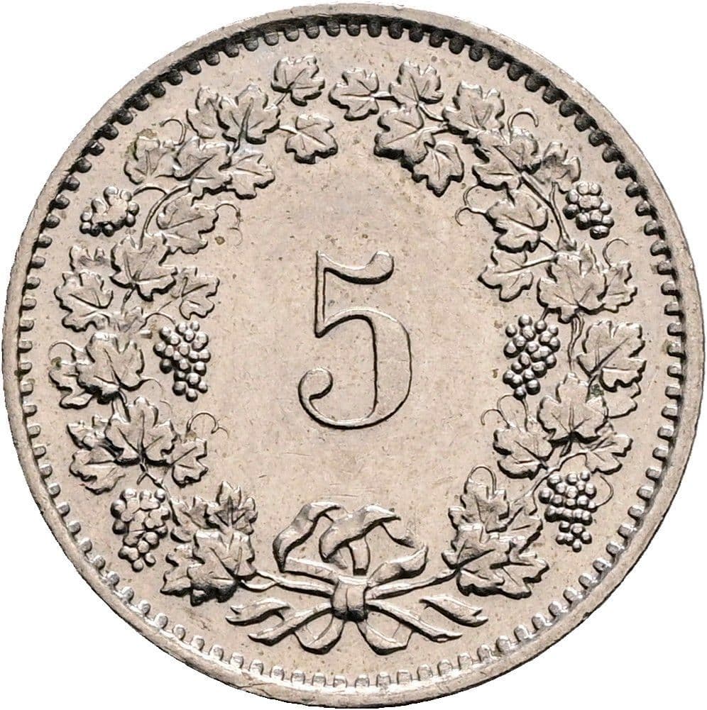 5 Rappen 1974 – Vorderseite