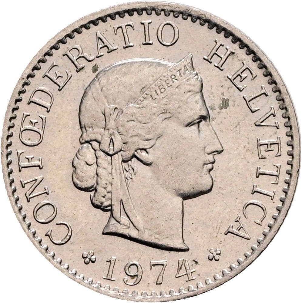 5 Rappen 1974 – Rückseite