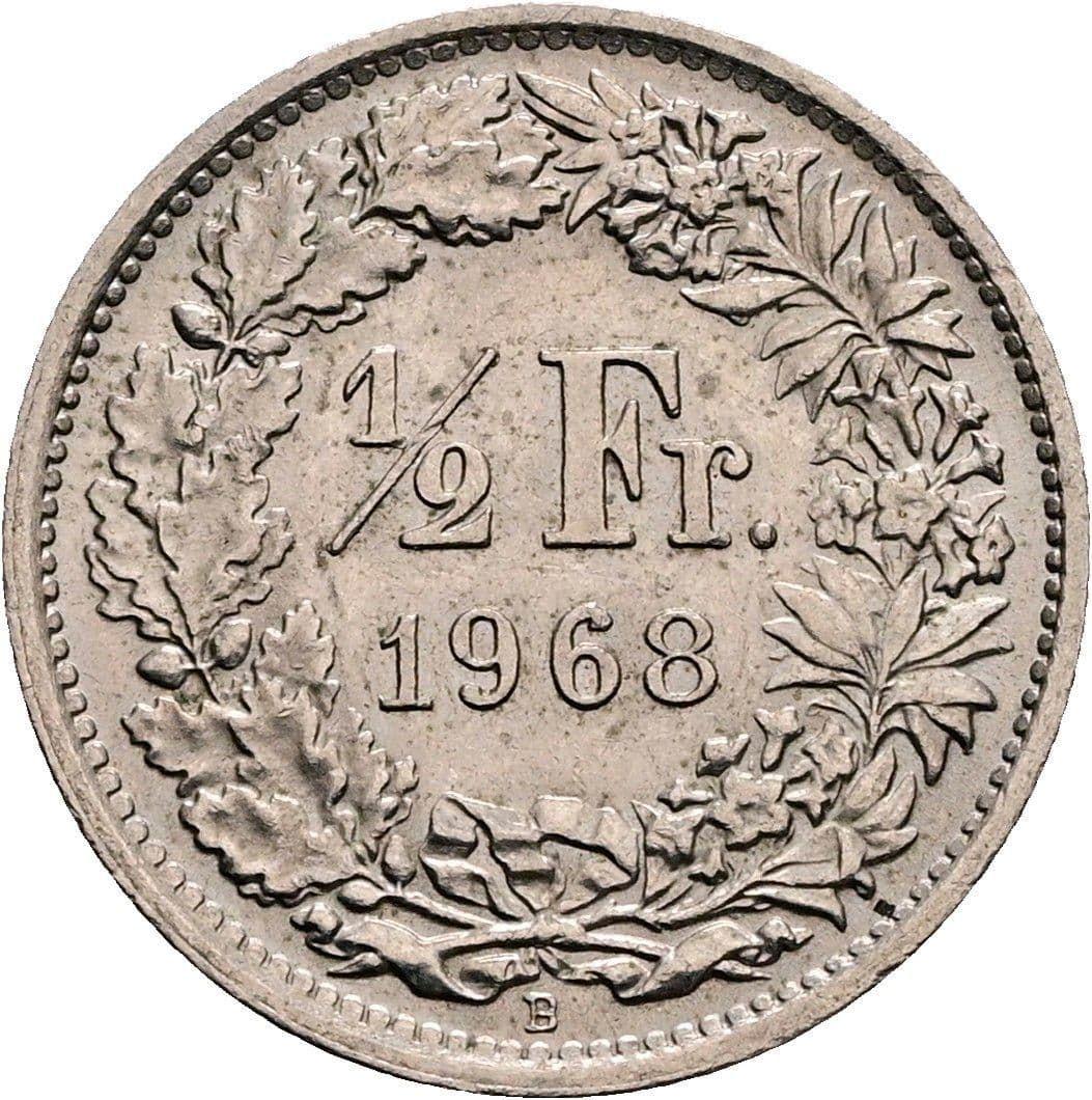 1/2 Franken 1968 – Vorderseite