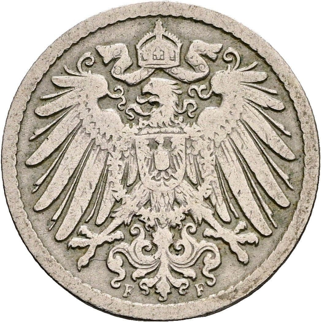 5 Pfennig 1891 F – Rückseite