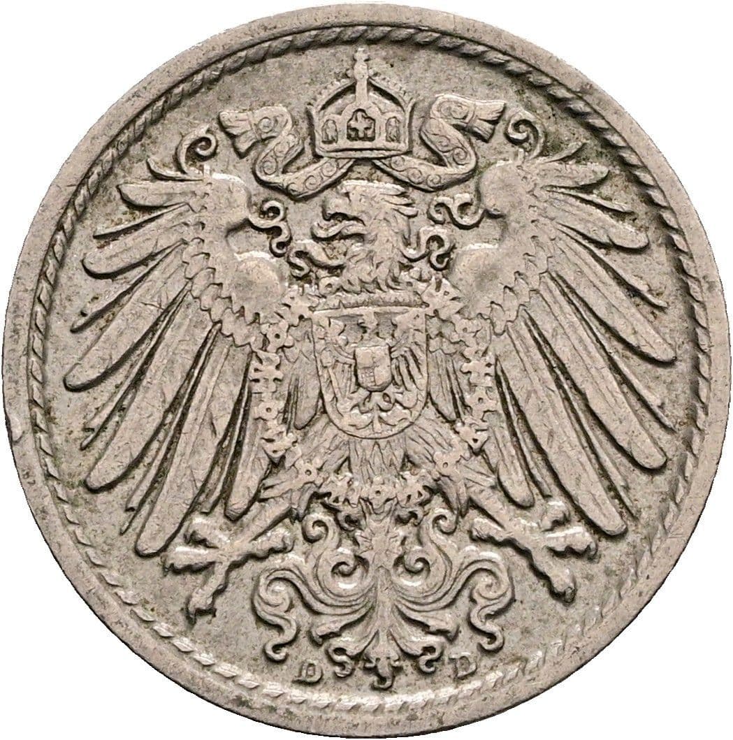 5 Pfennig 1913 D – Rückseite