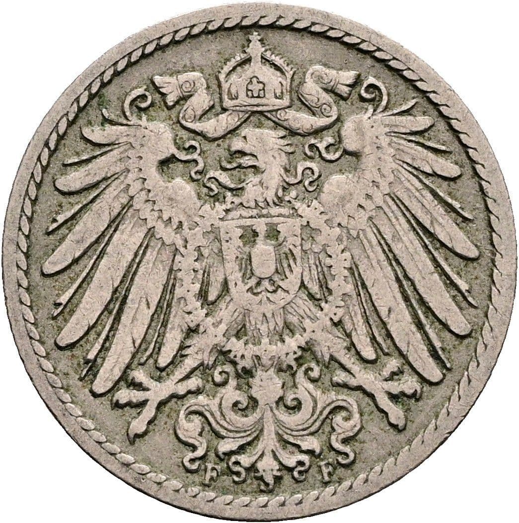 5 Pfennig 1898 F – Rückseite