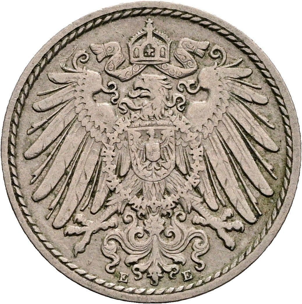 5 Pfennig 1908 E – Rückseite