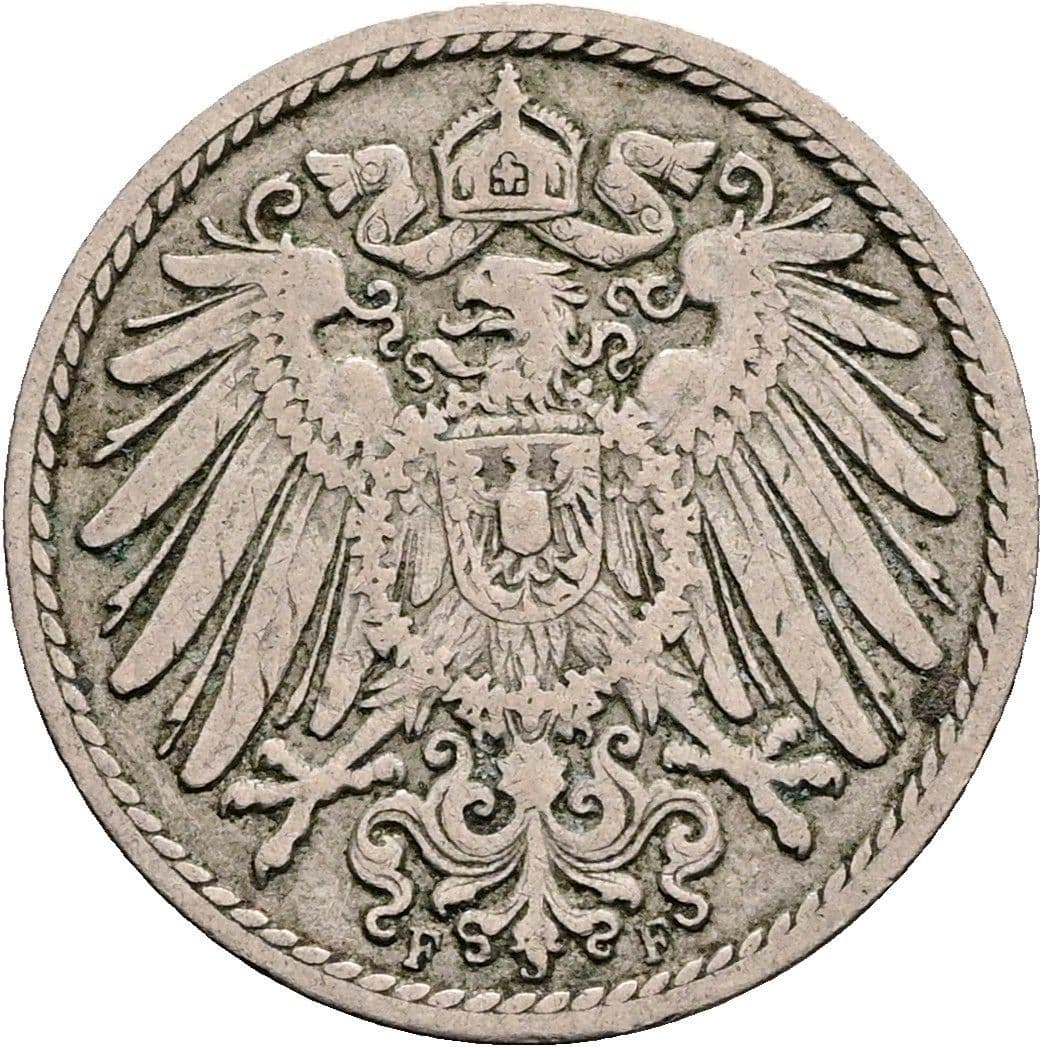 5 Pfennig 1902 F – Rückseite