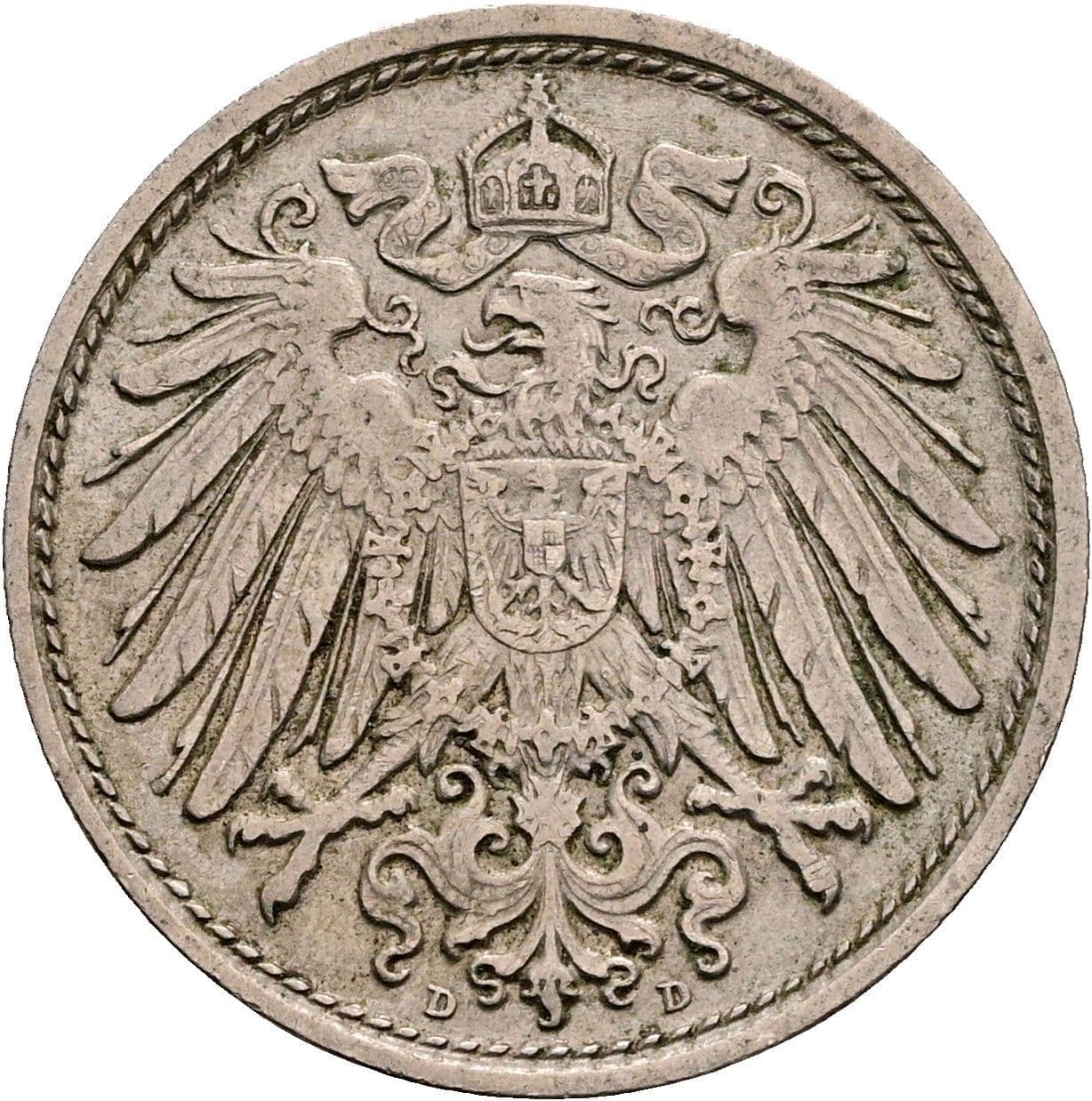 10 Pfennig 1910 D – Rückseite