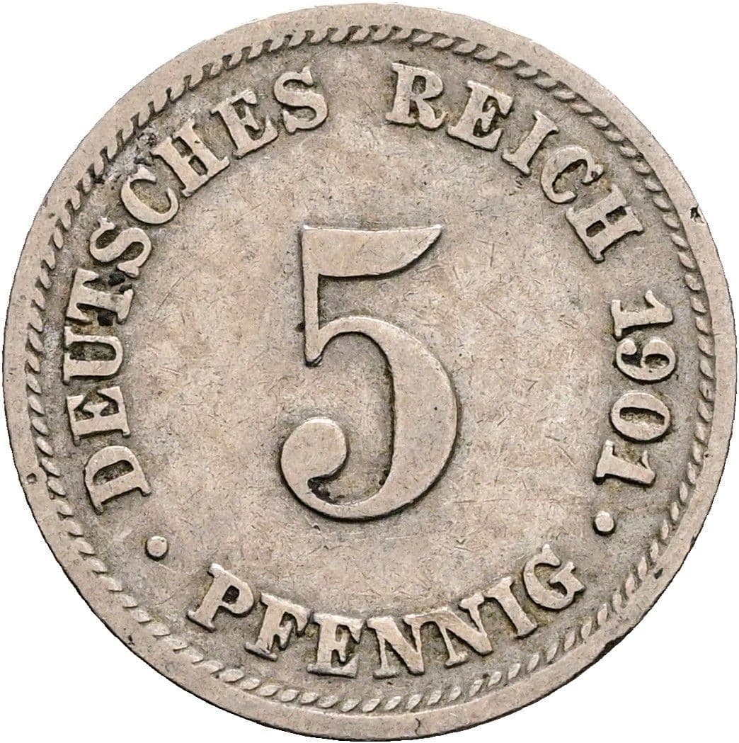 5 Pfennig 1901 D – Vorderseite