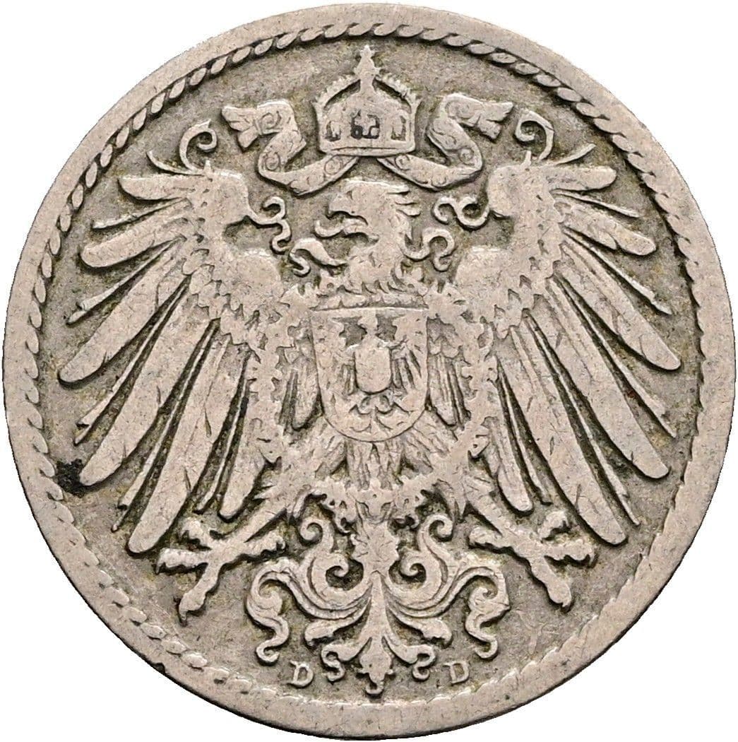 5 Pfennig 1901 D – Rückseite