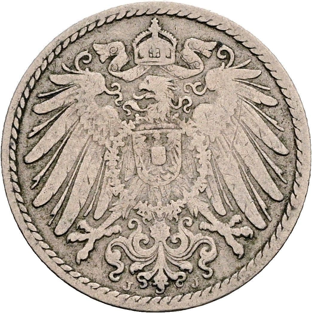 5 Pfennig 1902 J – Rückseite