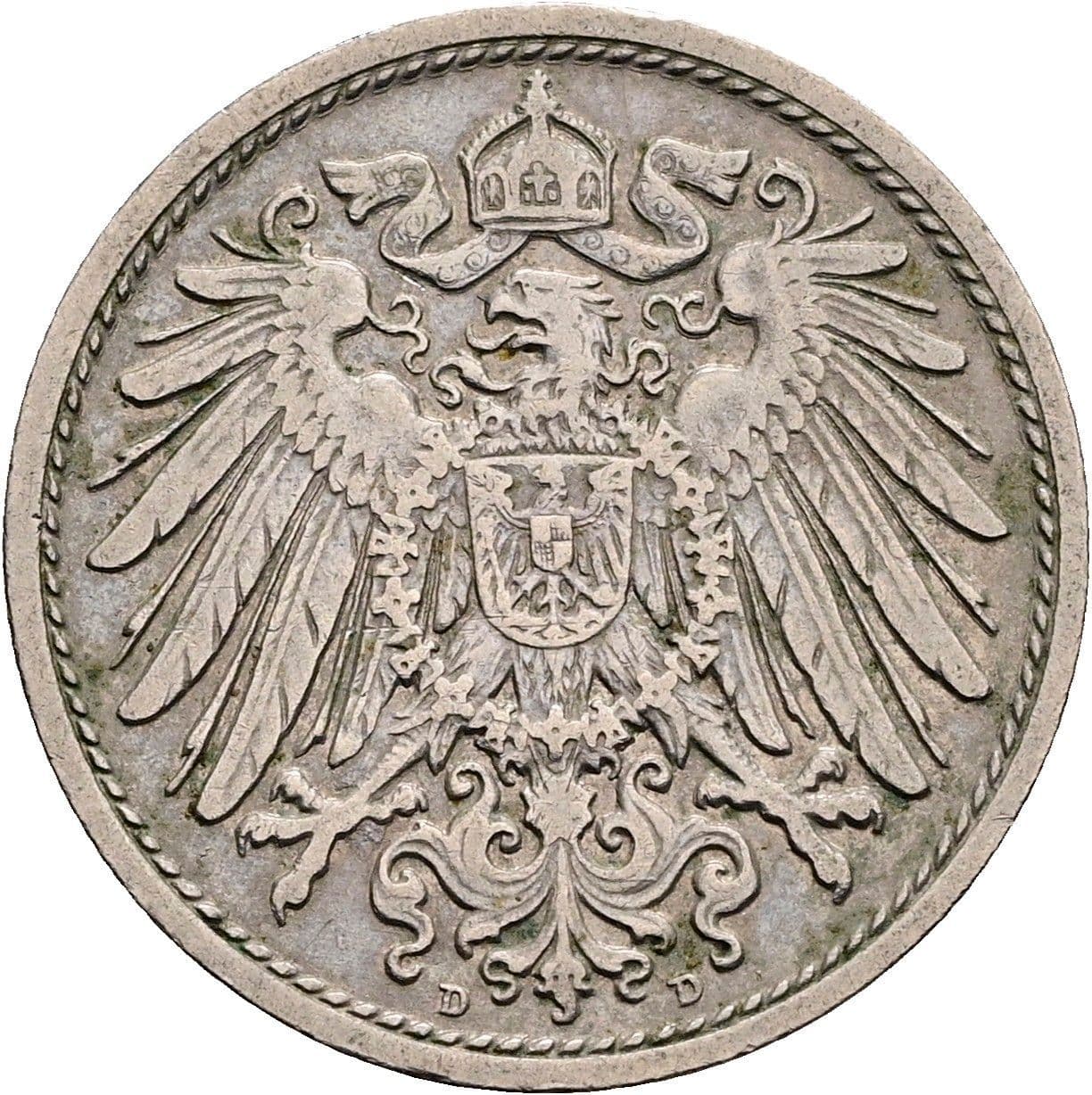 10 Pfennig 1909 D – Rückseite