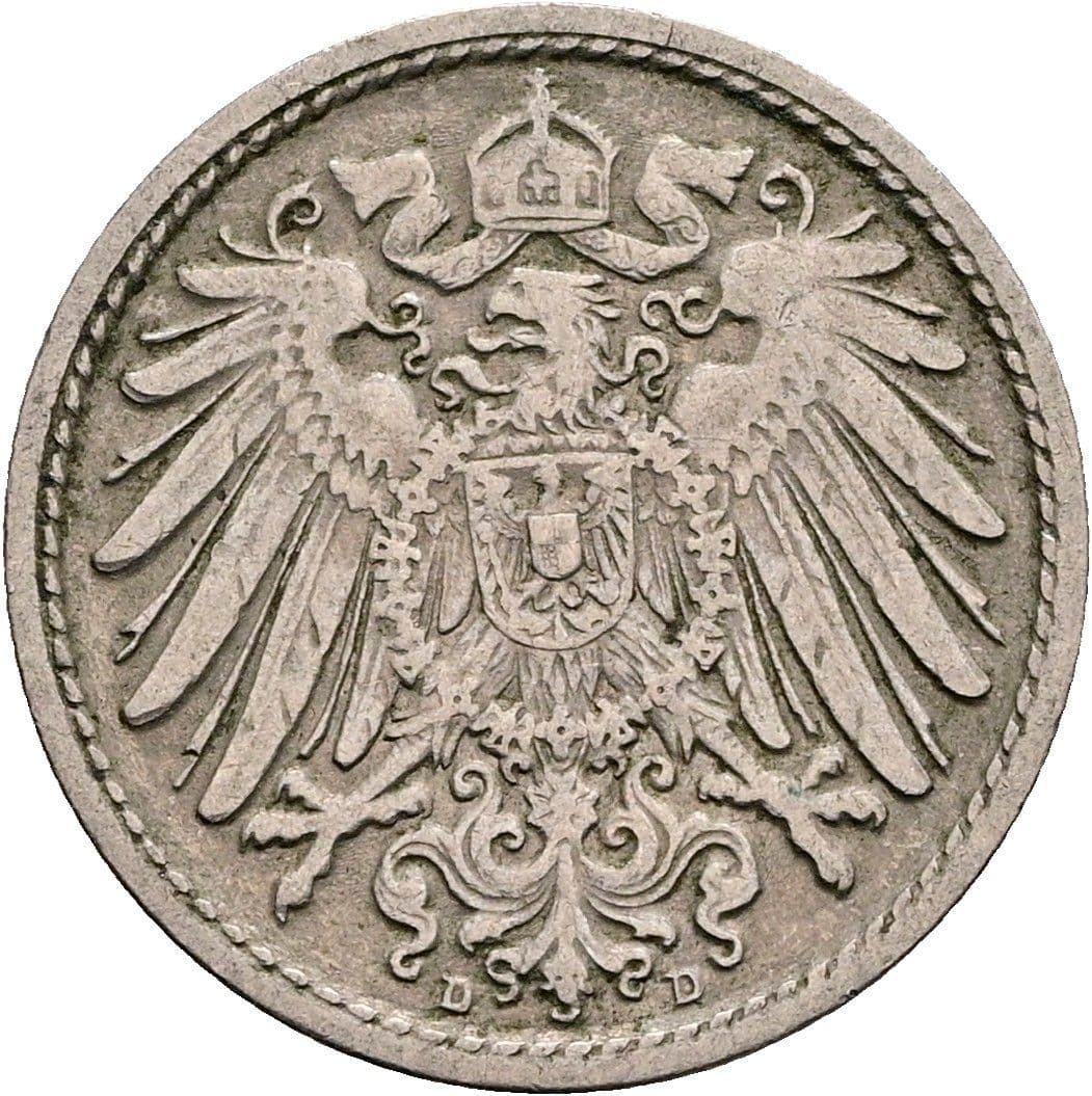 5 Pfennig 1897 D – Rückseite