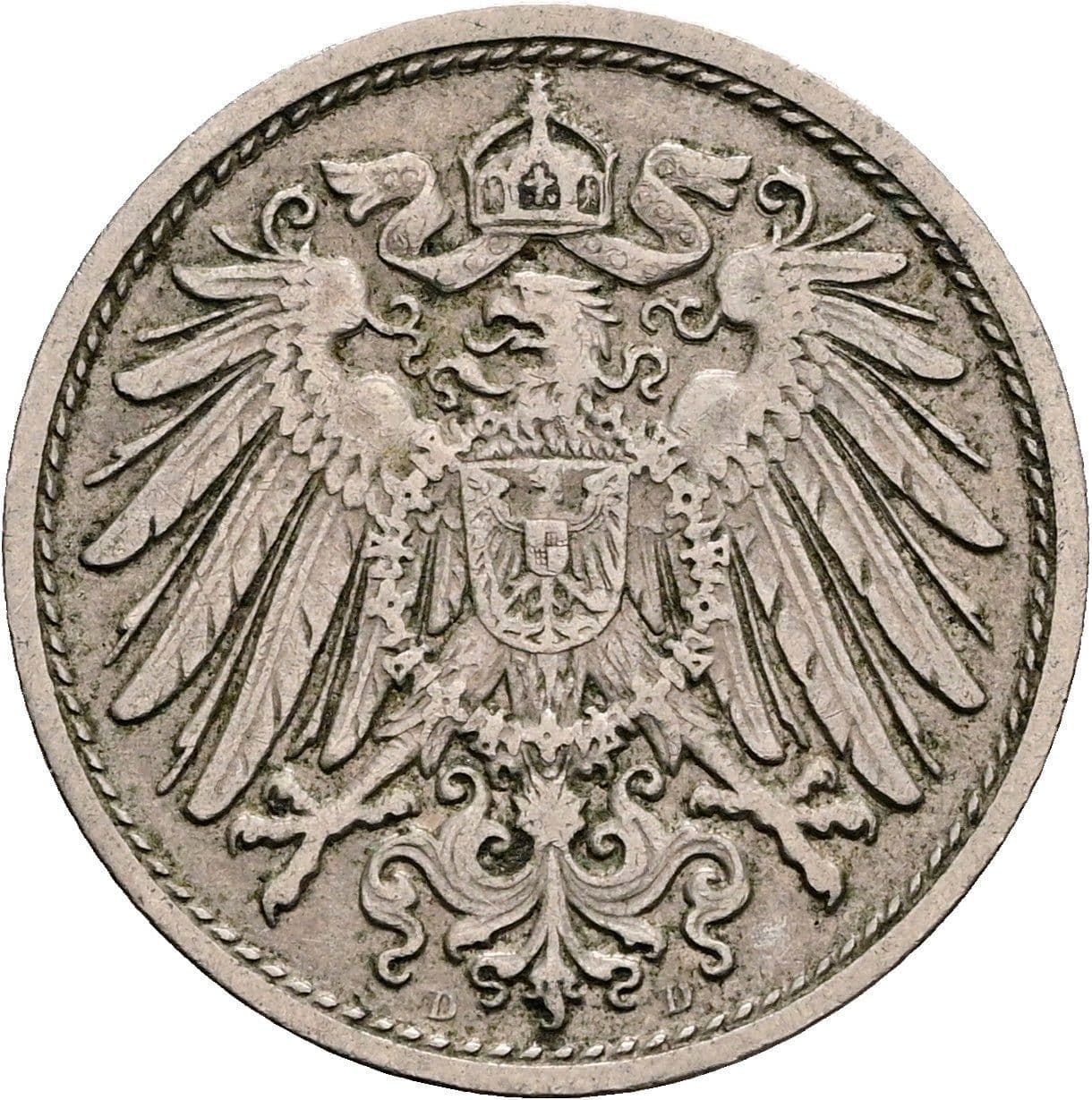 10 Pfennig 1907 D – Rückseite