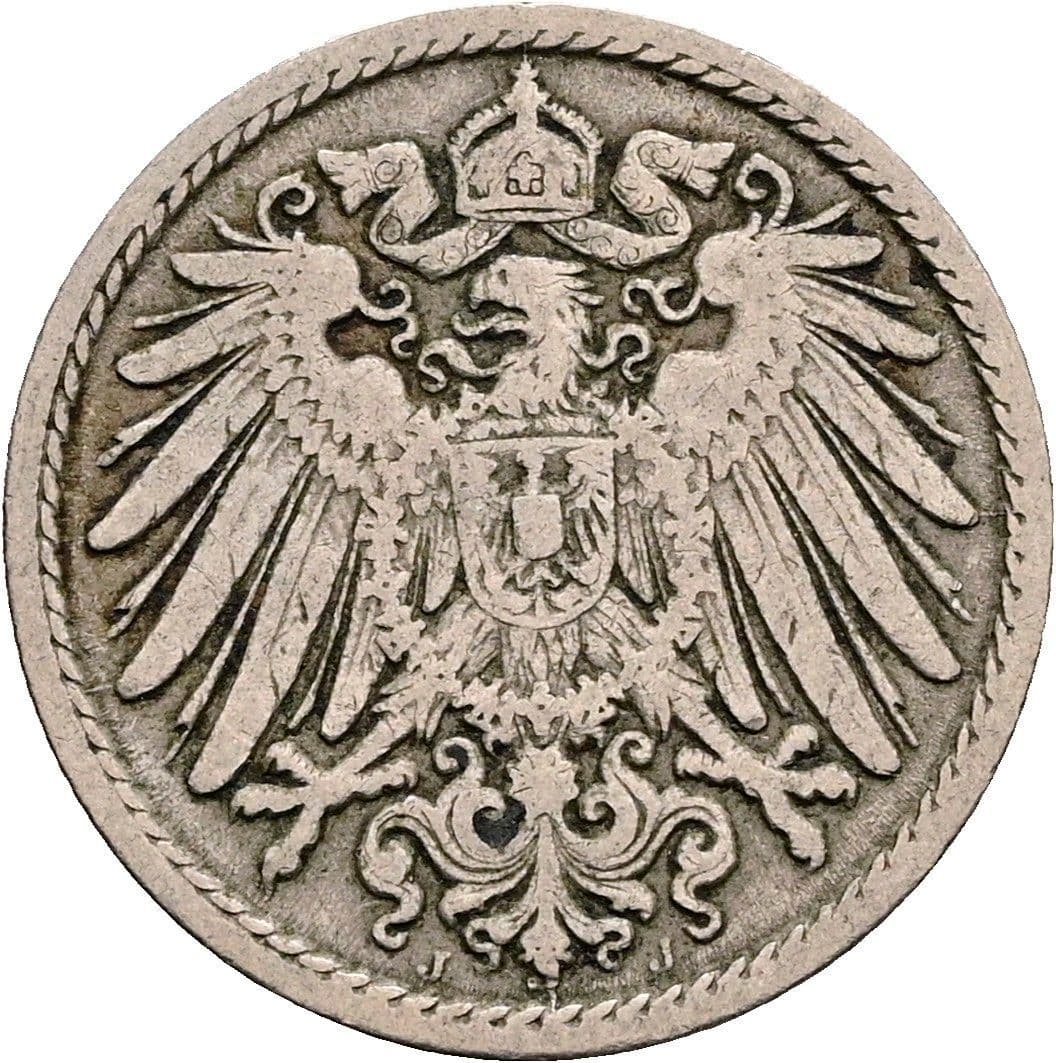 5 Pfennig 1896 J – Rückseite