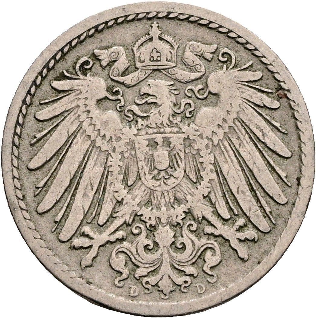 5 Pfennig 1899 D – Rückseite