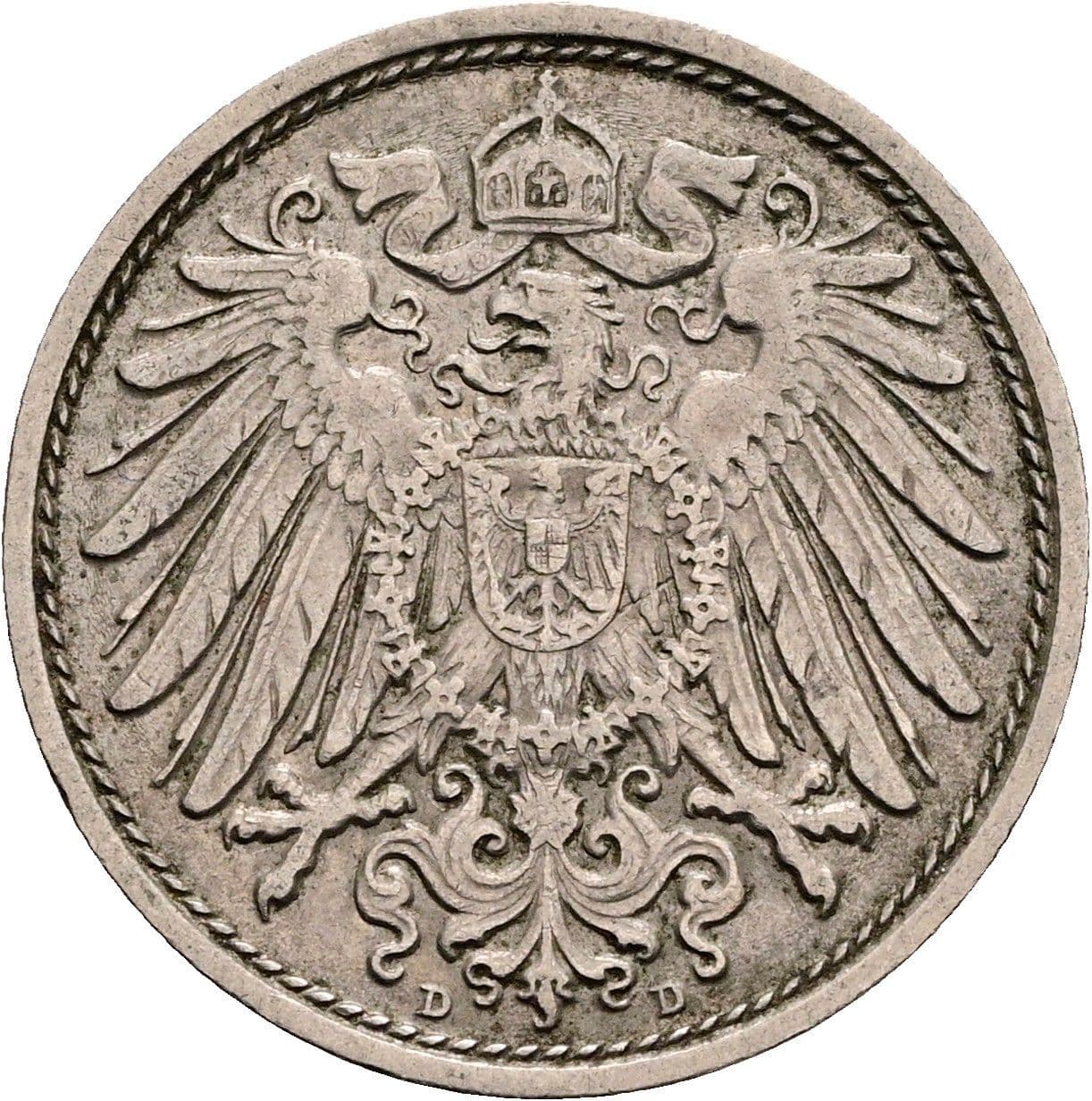 10 Pfennig 1910 D – Rückseite