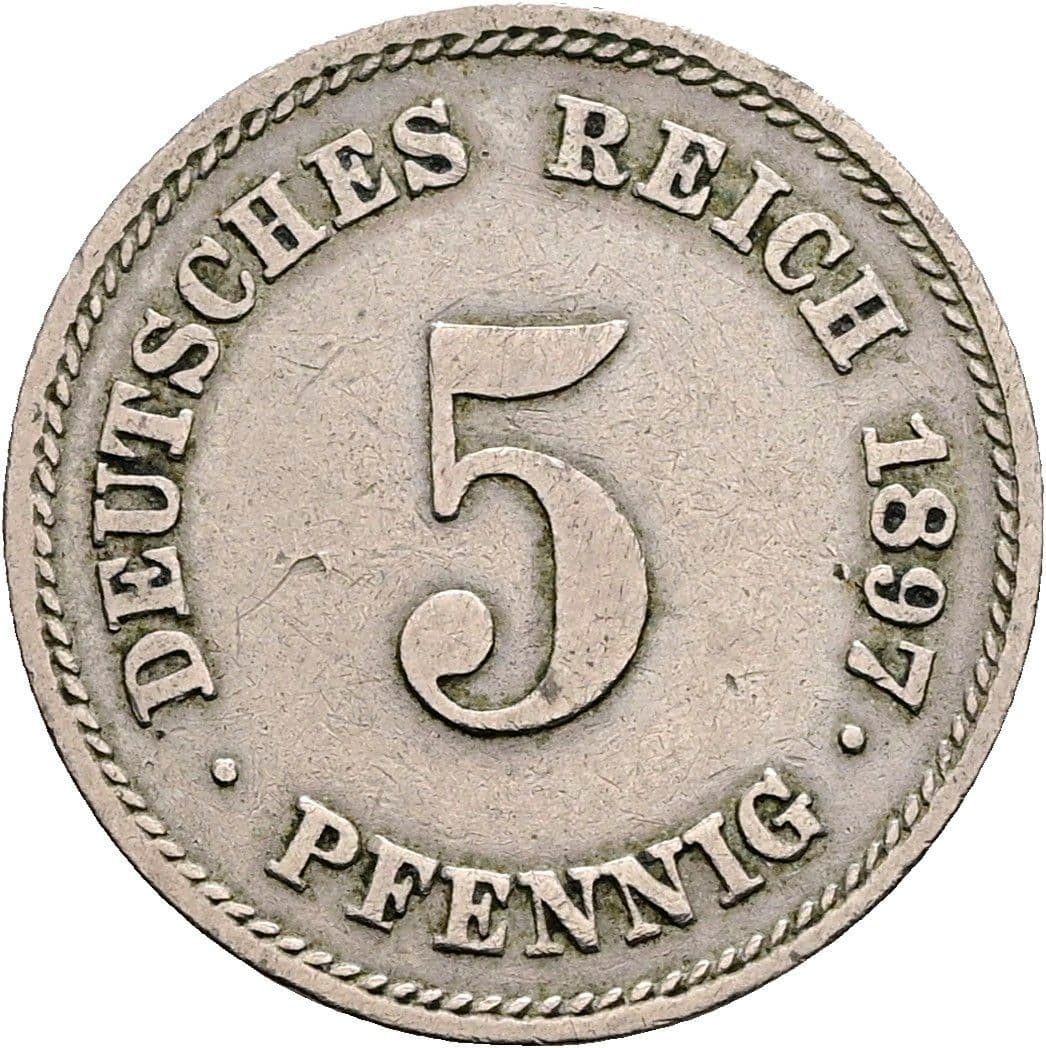 5 Pfennig 1897 E – Vorderseite