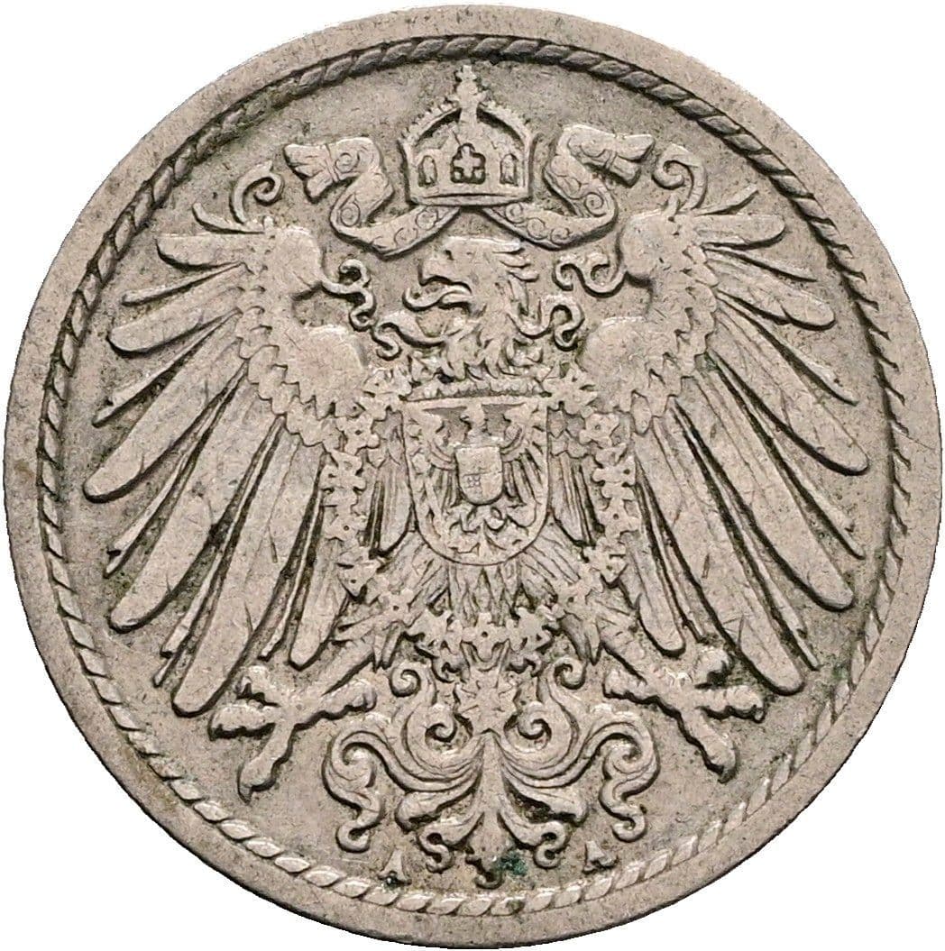5 Pfennig 1908 A – Rückseite