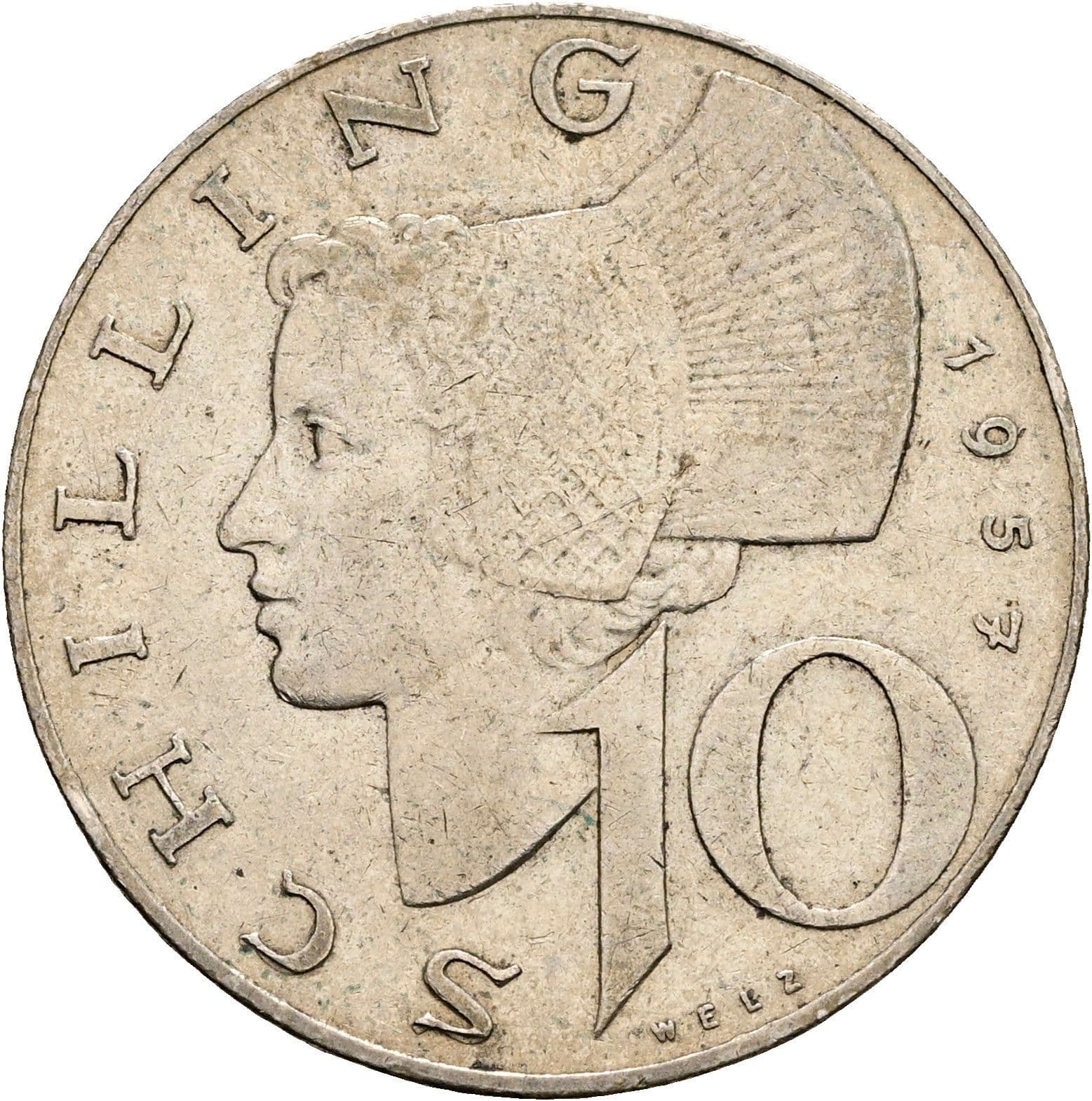 10 Schilling 1957 – Vorderseite