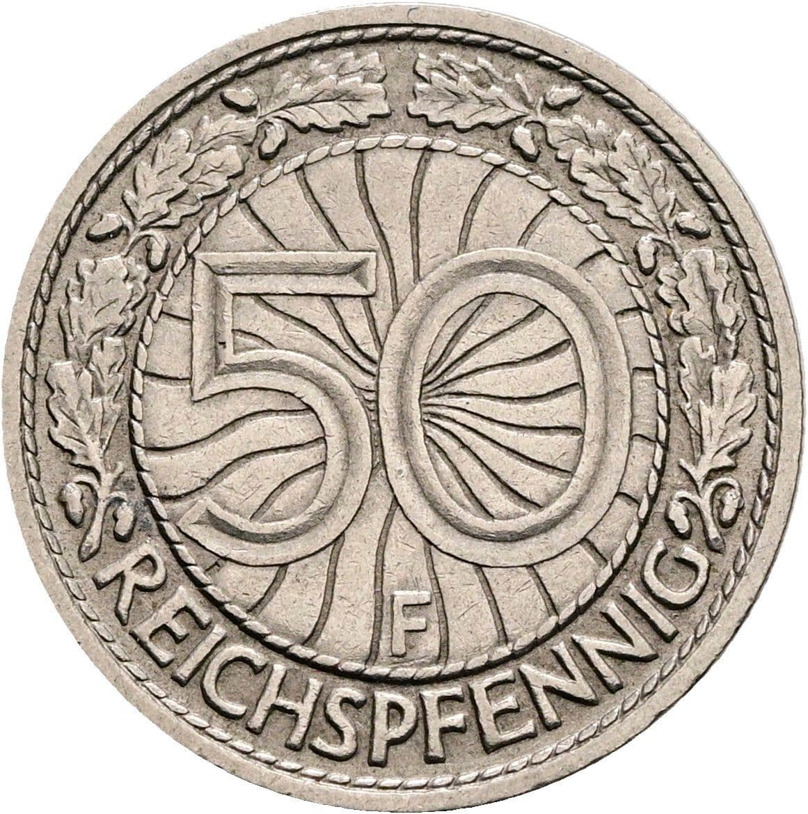 50 Reichspfennig 1928 F – Vorderseite