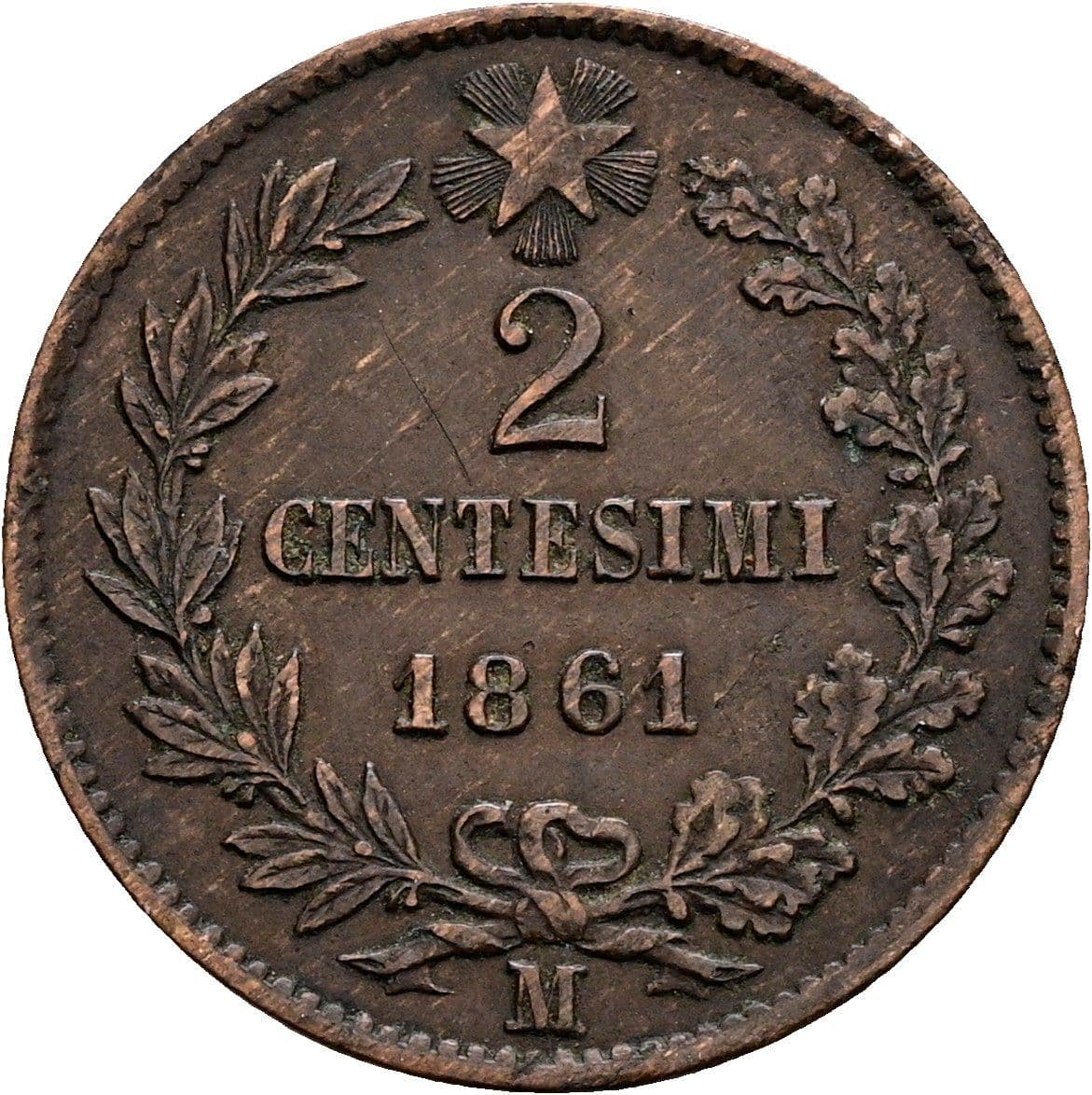 2 Centesimi Vittorio Emanuele II. 1861-1878 1861 M – Vorderseite
