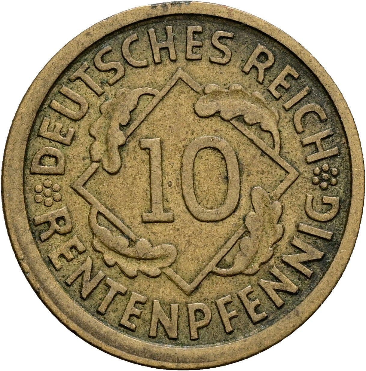 10 Rentenpfennig 1924 J – Vorderseite