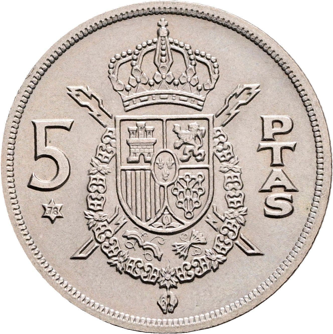 5 Pesetas 1975 – Rückseite