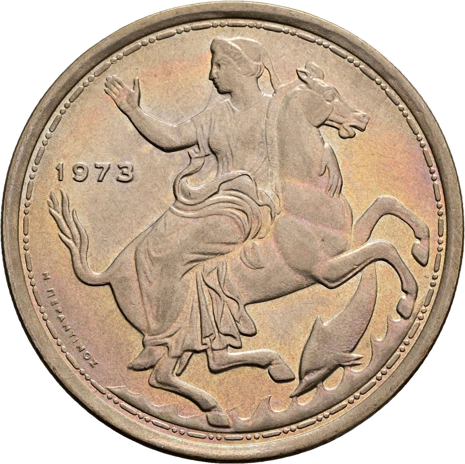 20 Drachmai 1973 – Rückseite