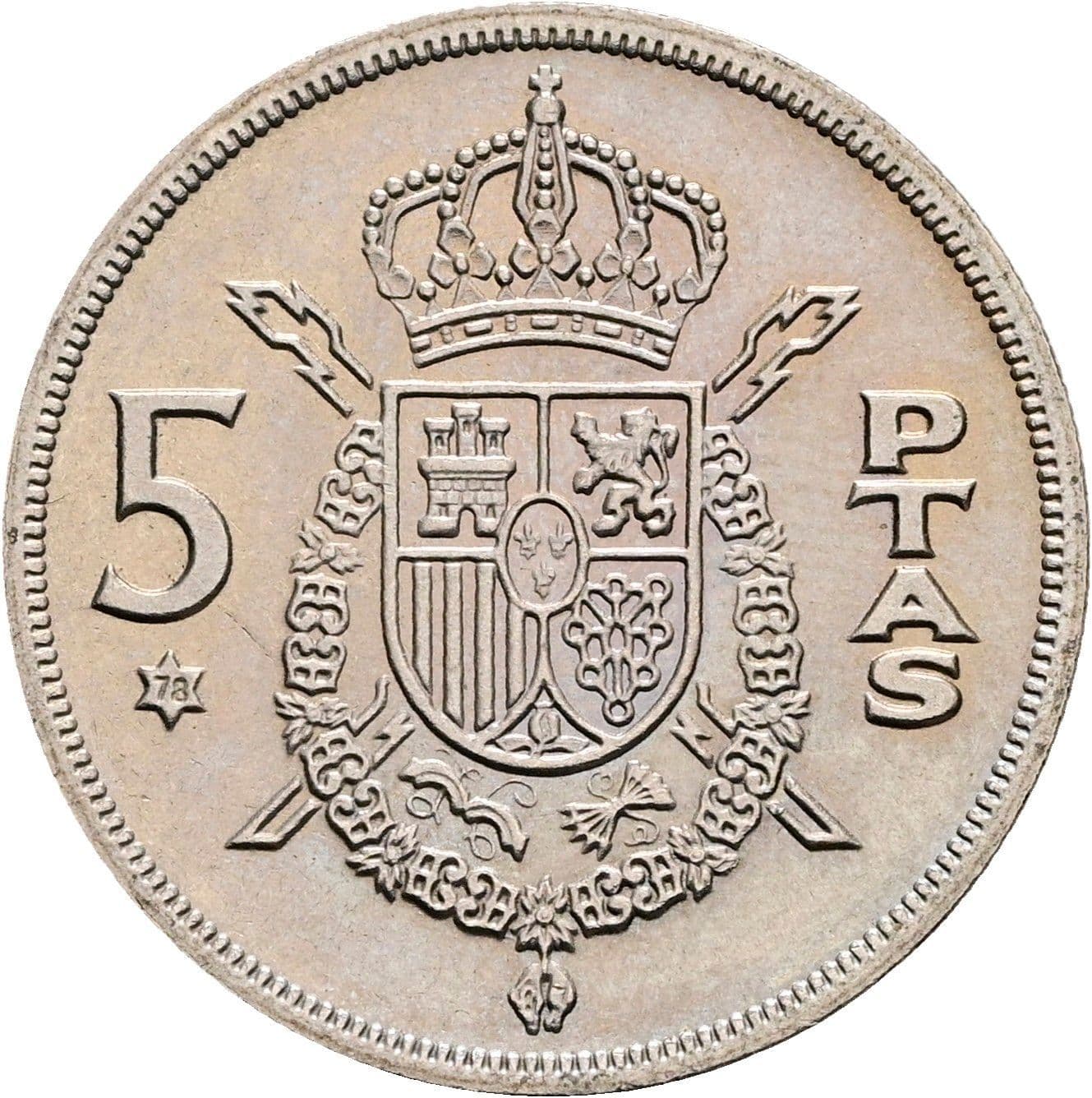 5 Pesetas 1975 – Rückseite
