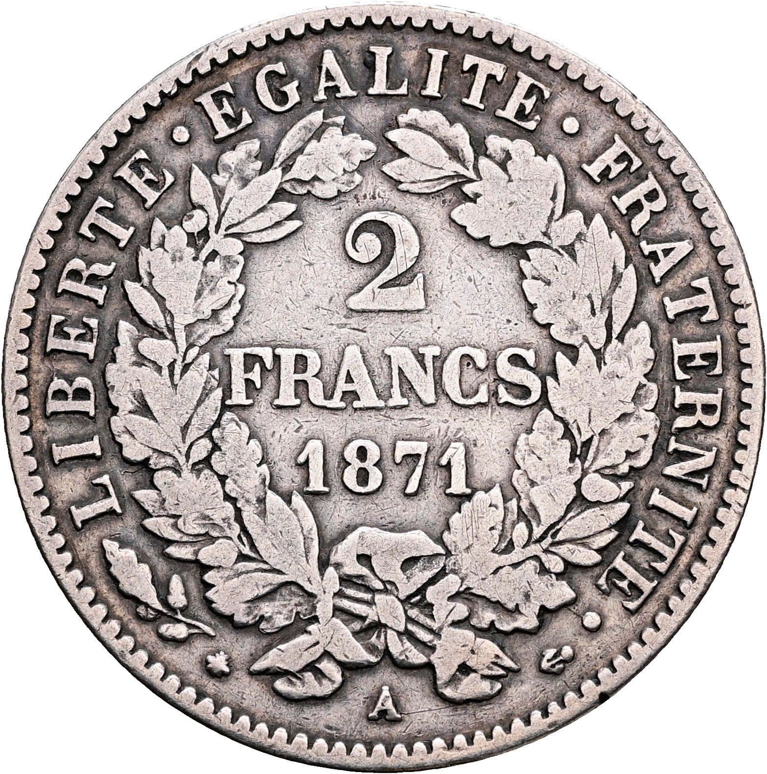 2 Francs 1871 A – Vorderseite