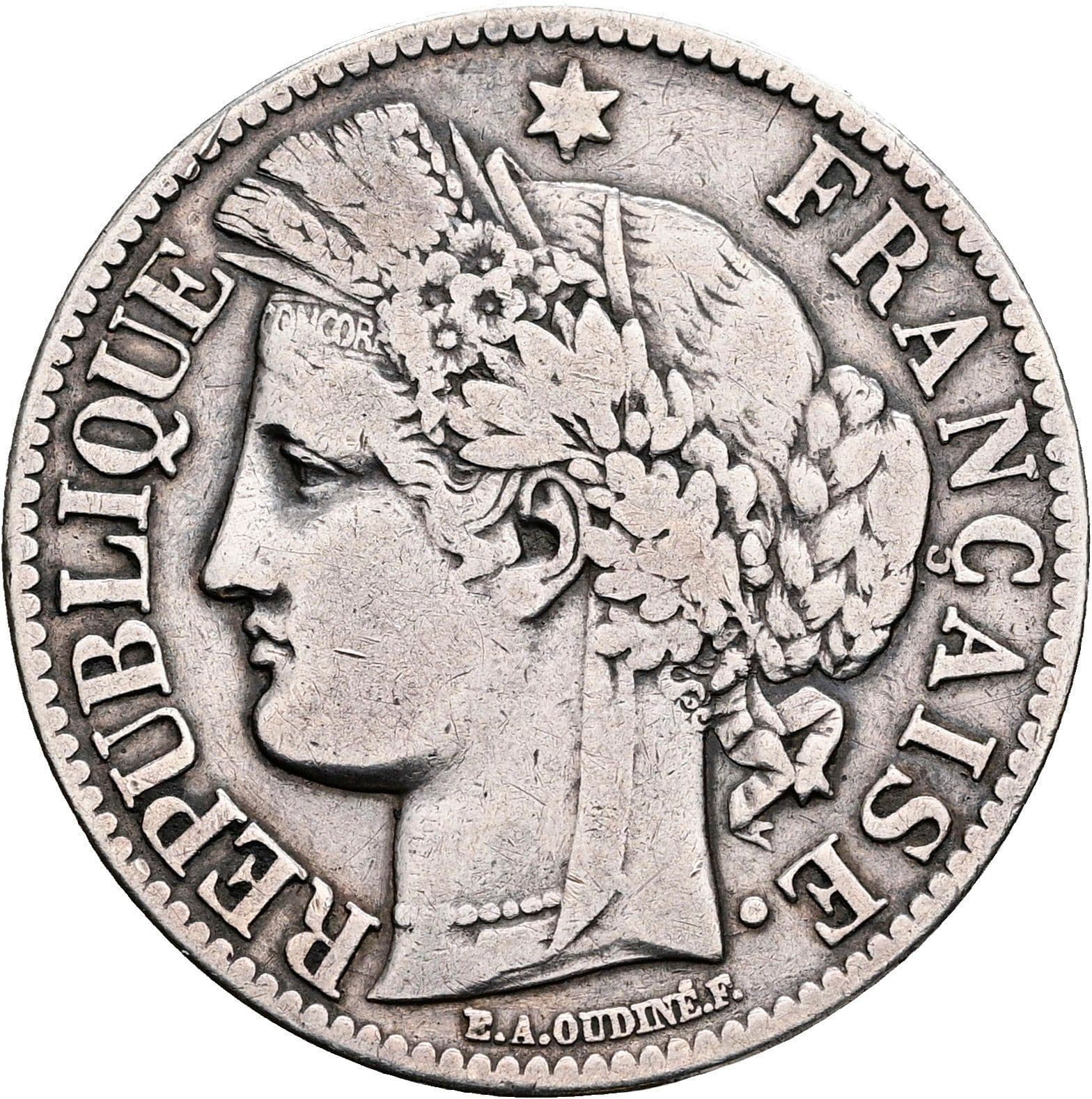2 Francs 1871 A – Rückseite