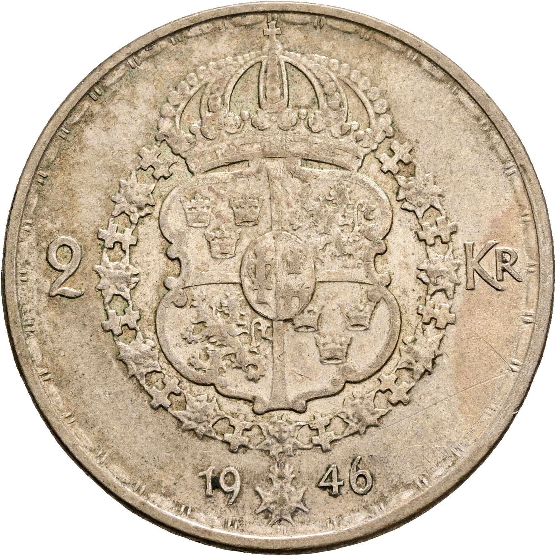 2 Kronor Gustaf V. 1907-1950 1946 – Rückseite