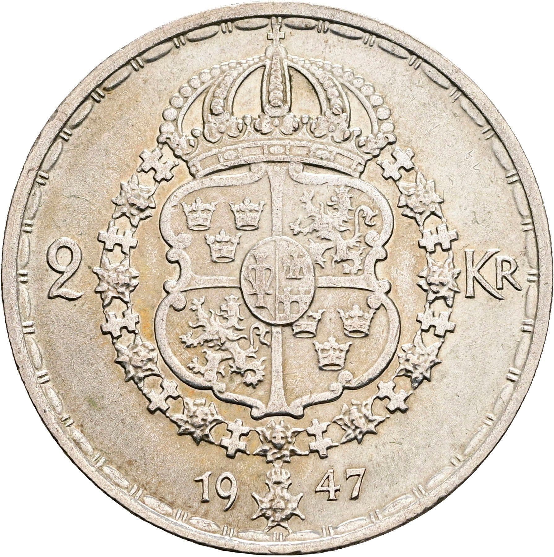 2 Kronor Gustaf V. 1907-1950 1947 – Rückseite