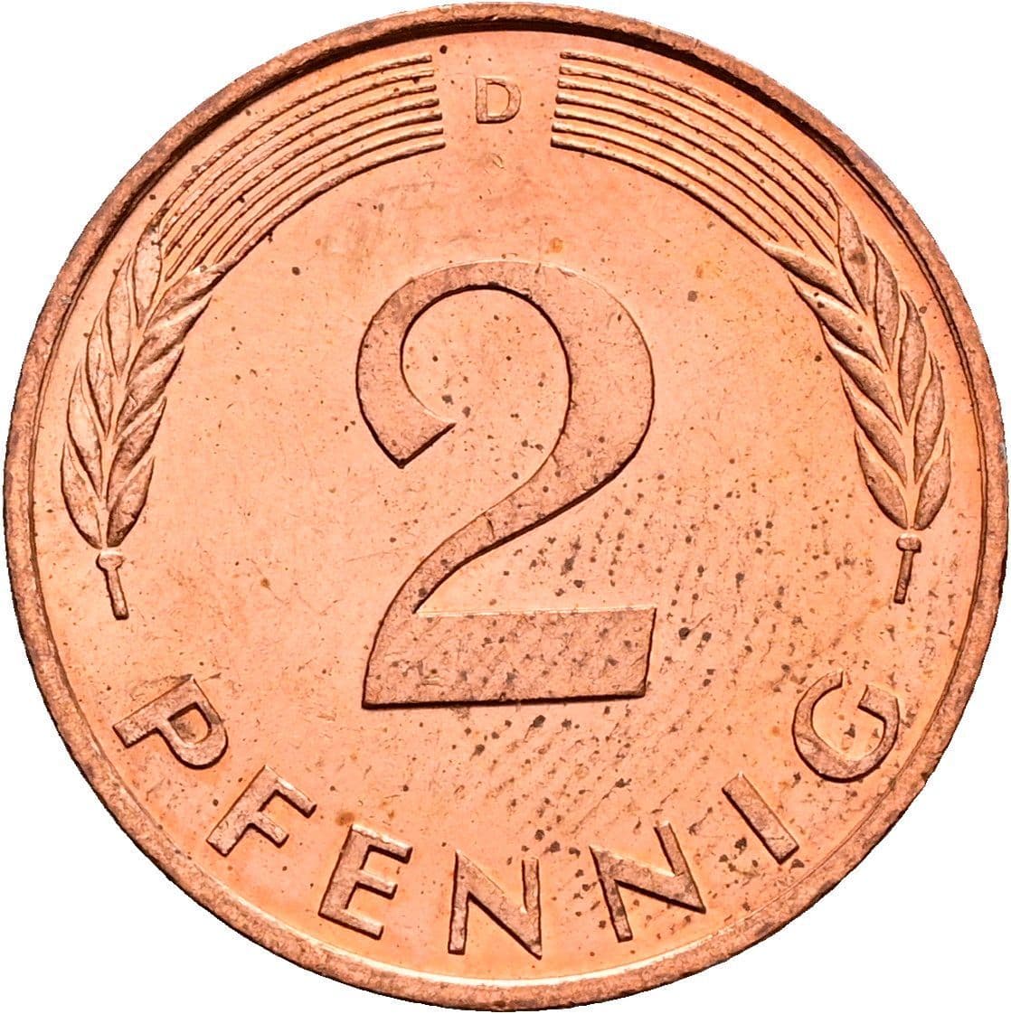 2 Pfennig 1988 D – Vorderseite