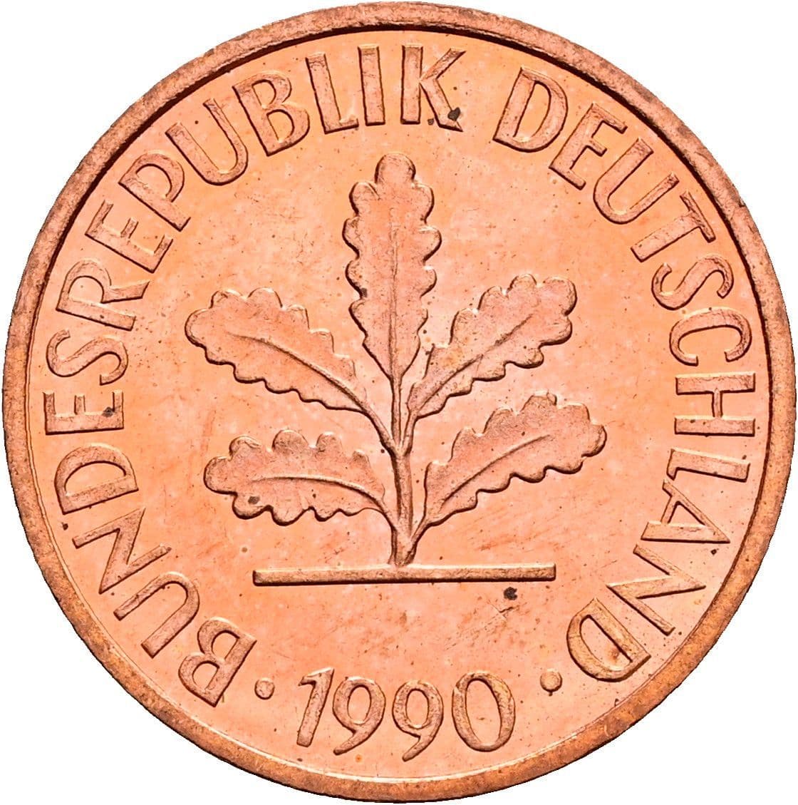2 Pfennig 1990 D – Rückseite