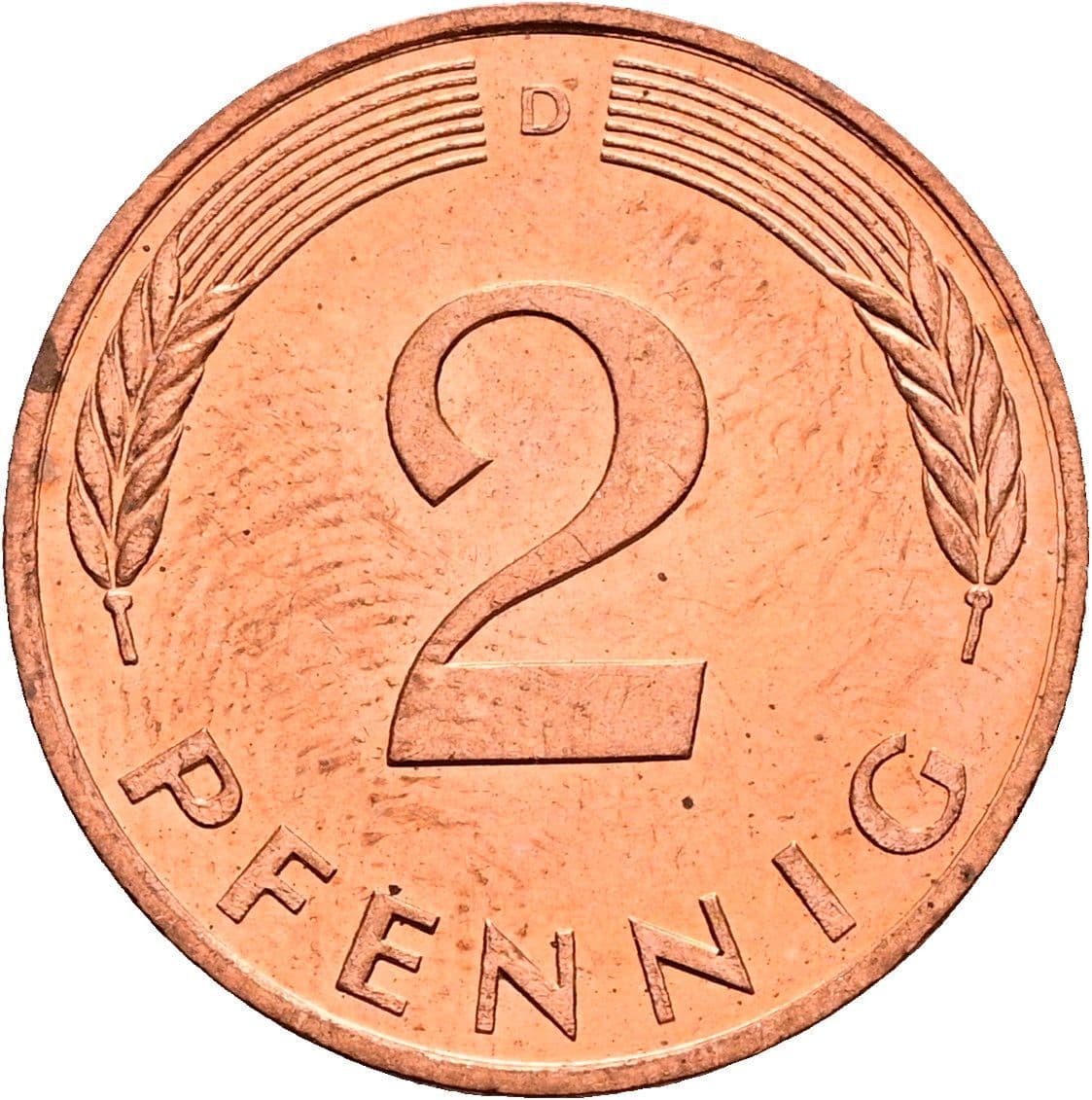 2 Pfennig 1990 D – Vorderseite