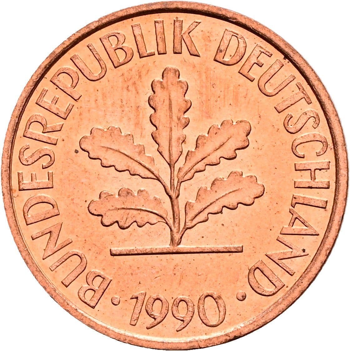 2 Pfennig 1990 D – Rückseite