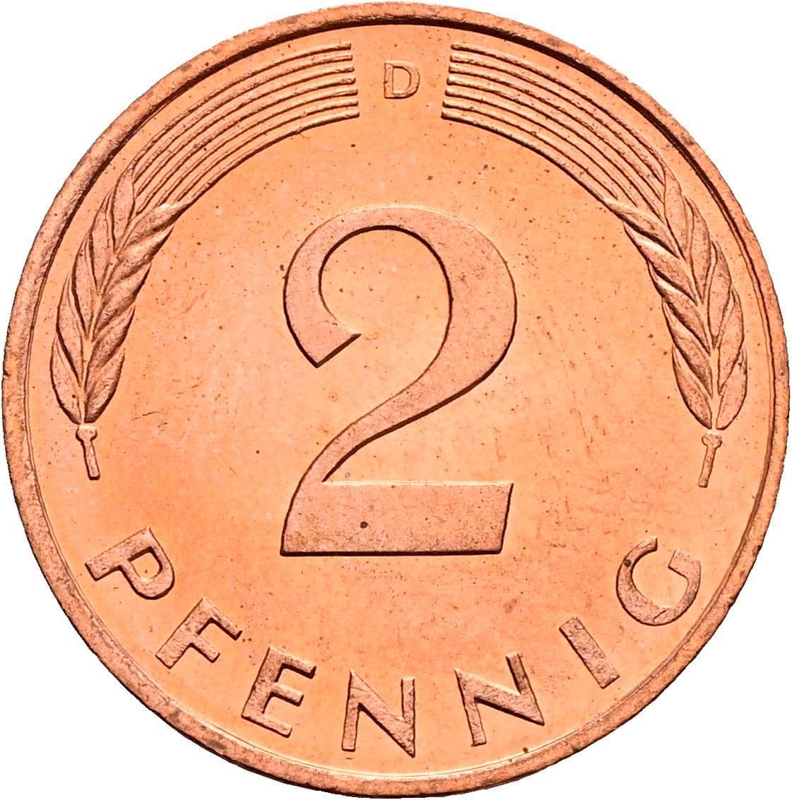 2 Pfennig 1990 D – Vorderseite