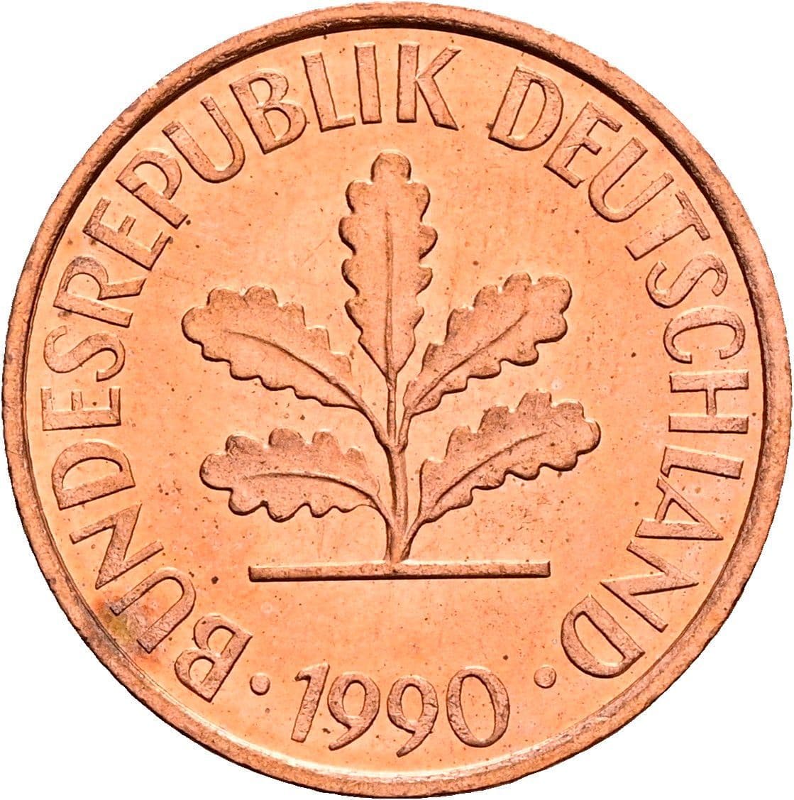 2 Pfennig 1990 D – Rückseite