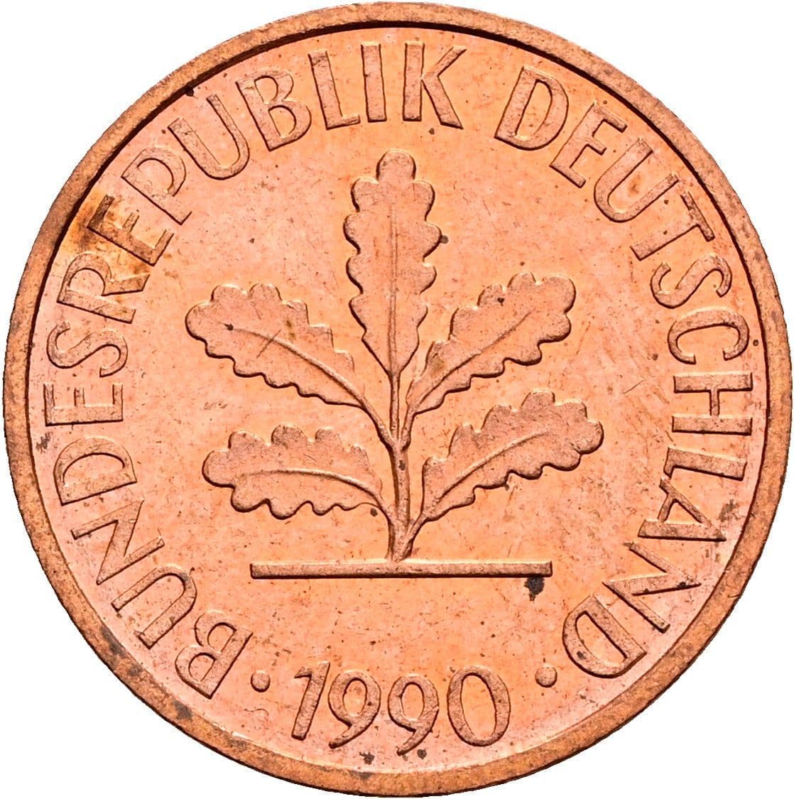 2 Pfennig 1990 D – Rückseite