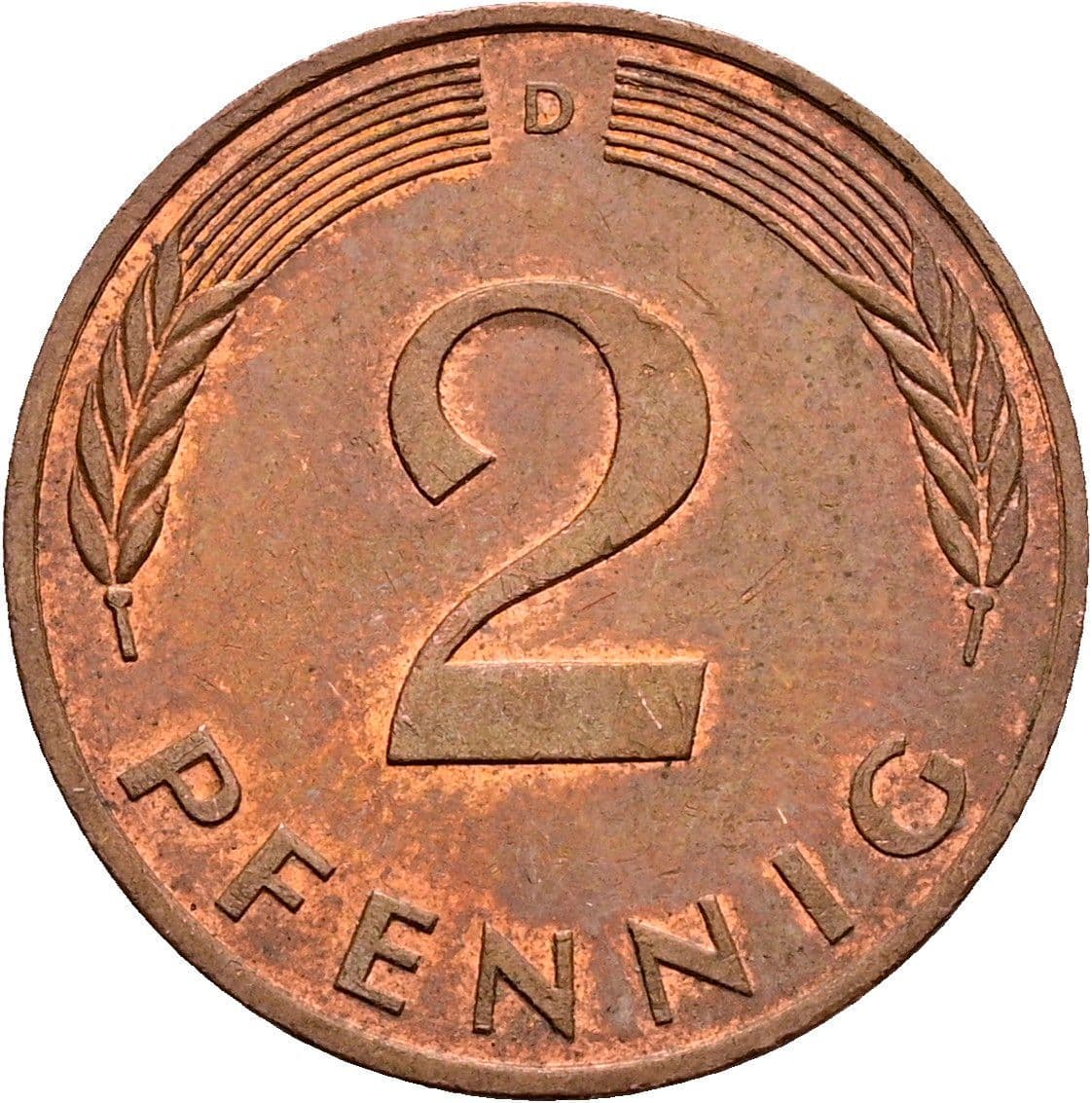 2 Pfennig 1990 D – Vorderseite